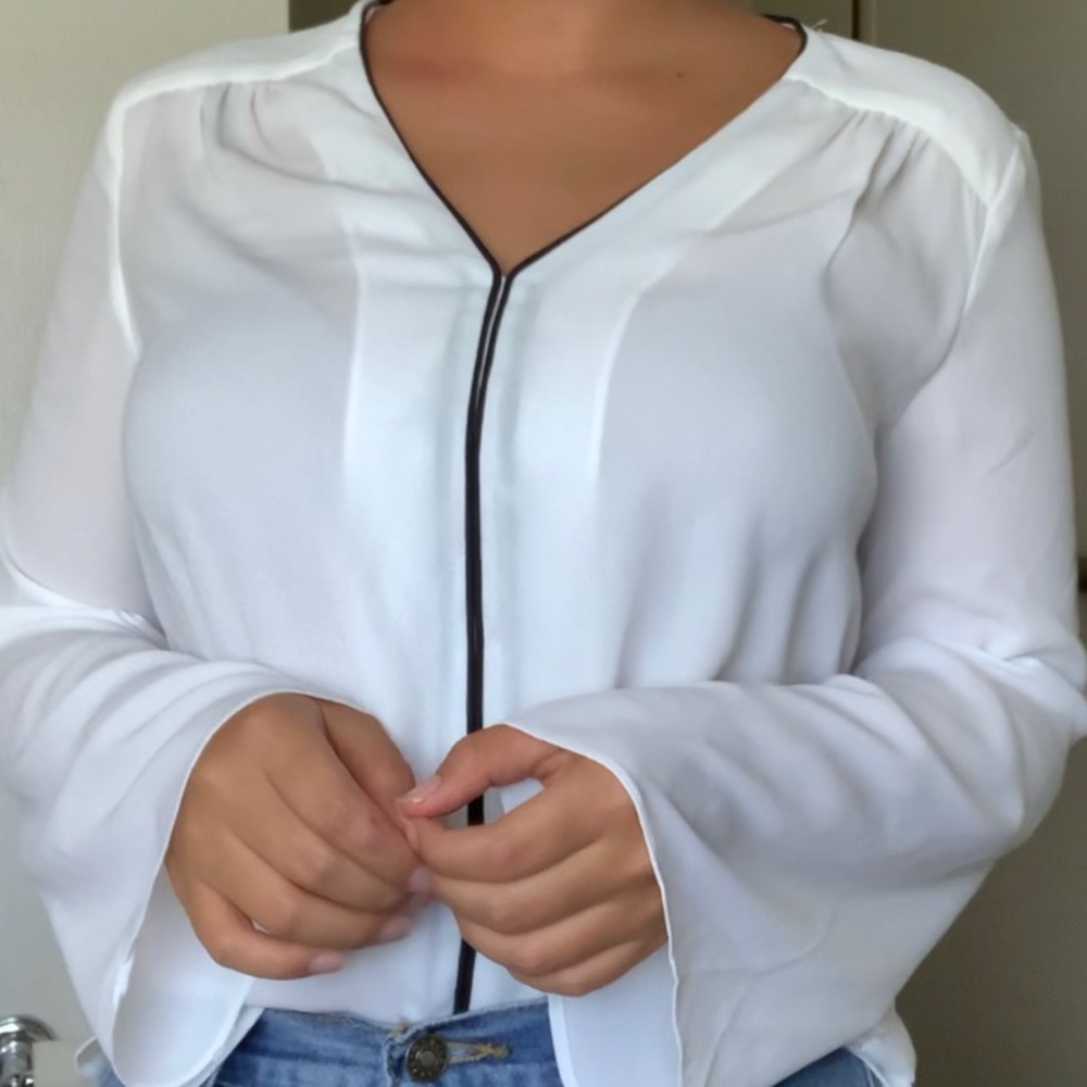 elegant black and white blouse